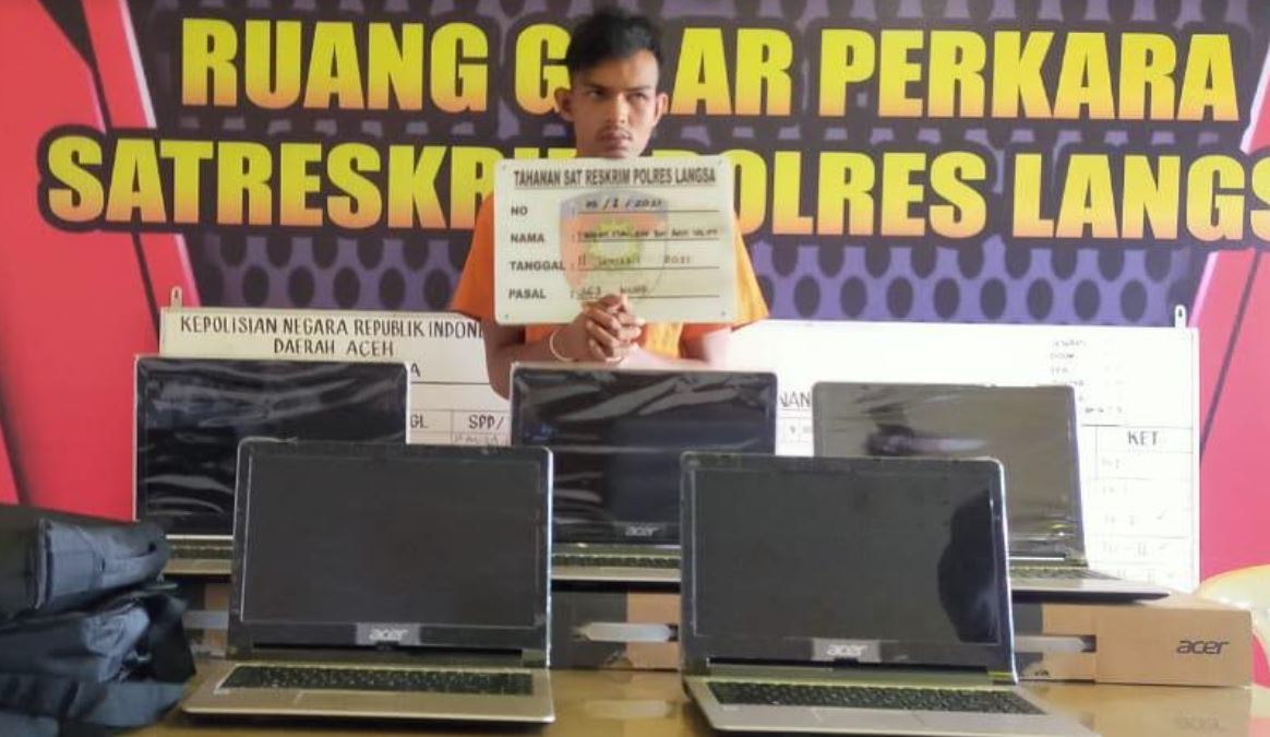 Bobol SMP N 3 Langsa, Pemuda Ini Gondol Sembilan Laptop