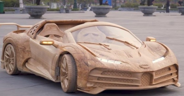 Unik, Mobil Bugatti Langka Ini Terbuat dari Kayu dan Bisa Berjalan